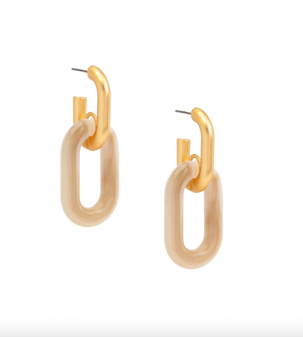 Bella Link Drop Earrings in Beige