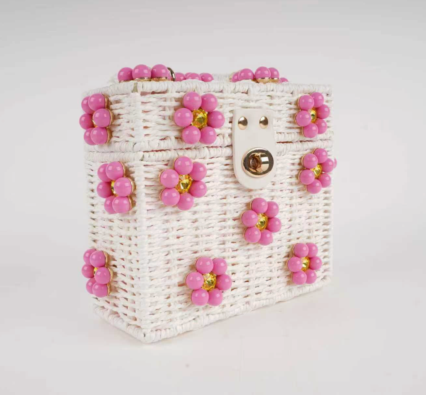 Daisy Bag in White with Pink