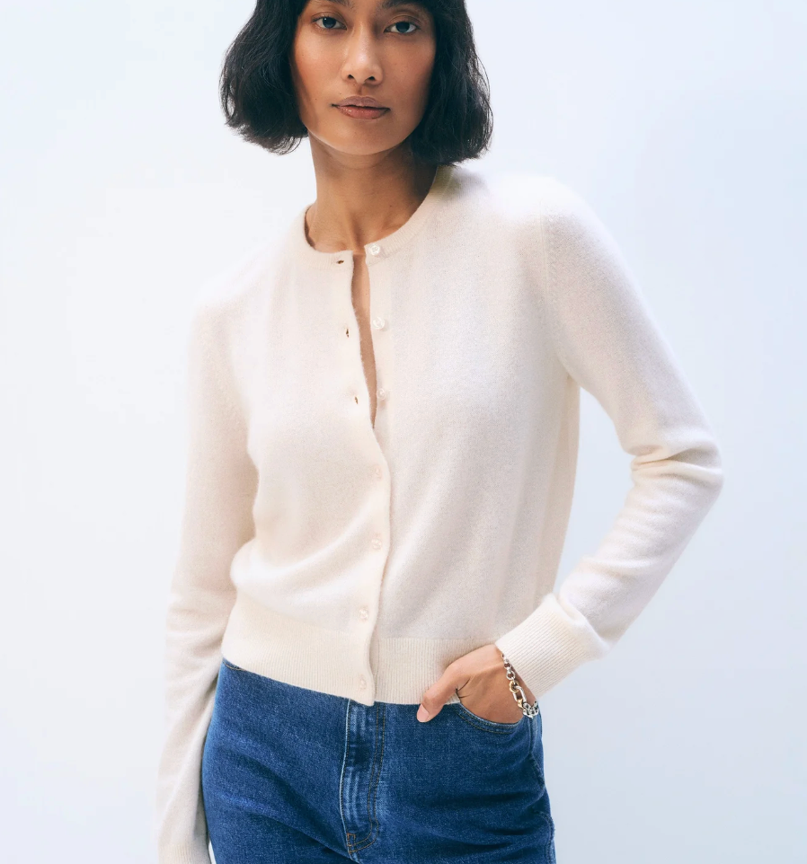 White + Warren Cashmere Crewneck in Soft White