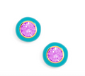 Sconset Studs in Teal Blue & Lilac