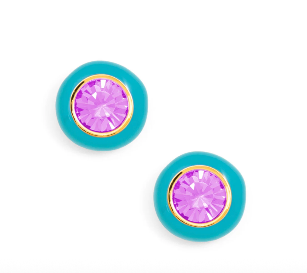 Sconset Studs in Teal Blue & Lilac