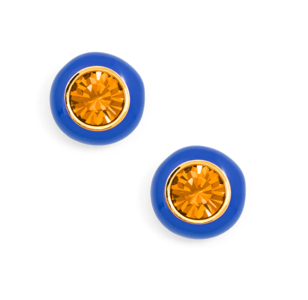 Sconset Studs in Cobalt Blue & Amber