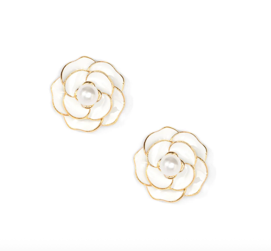 Coco Pearl Stud Earring Jewelry in White & Pearl