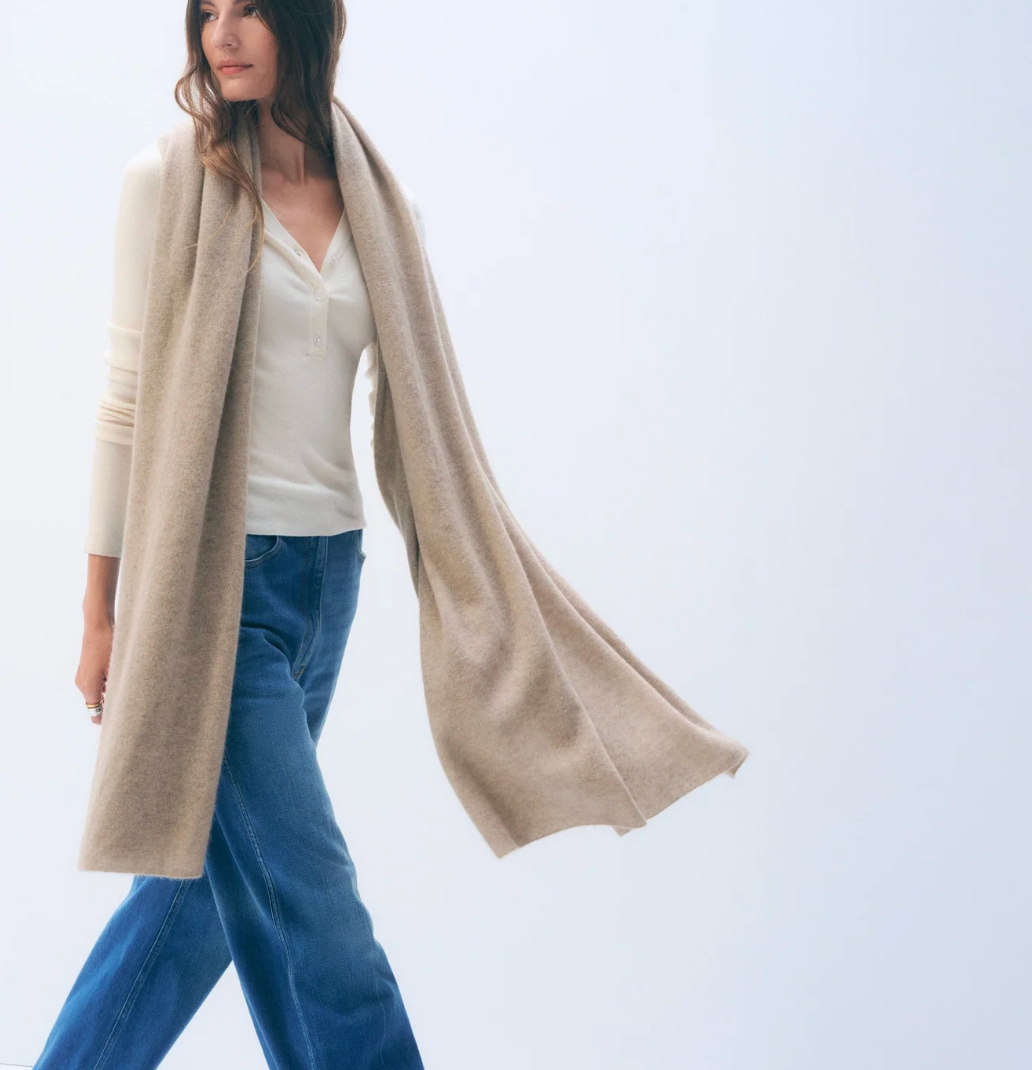 White + Warren Cashmere Travel Wrap in Muted Camel