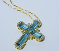 Blue Candy Cross Necklace
