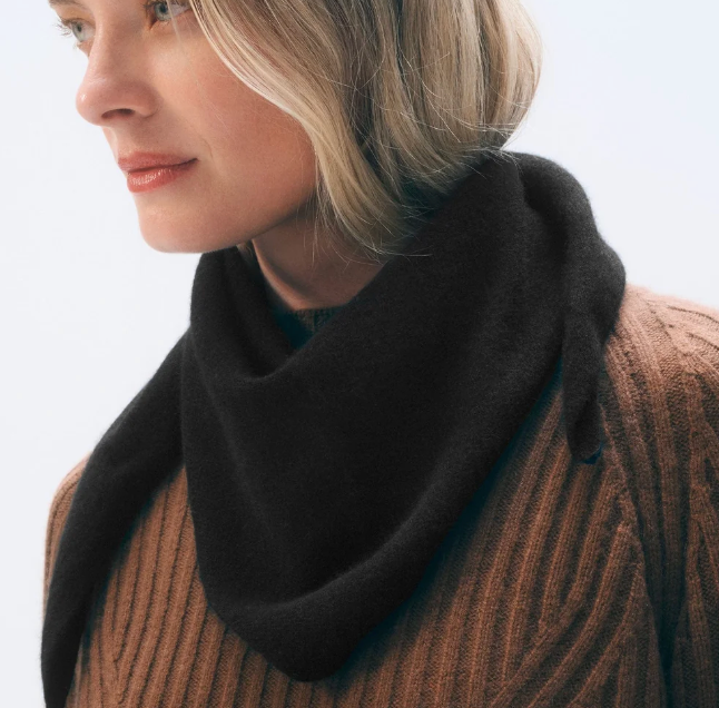 White + Warren Cashmere Neckerchief in Black