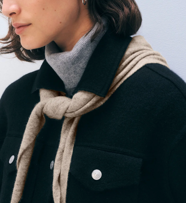 White + Warren Cashmere Neckerchief in Natural Heather