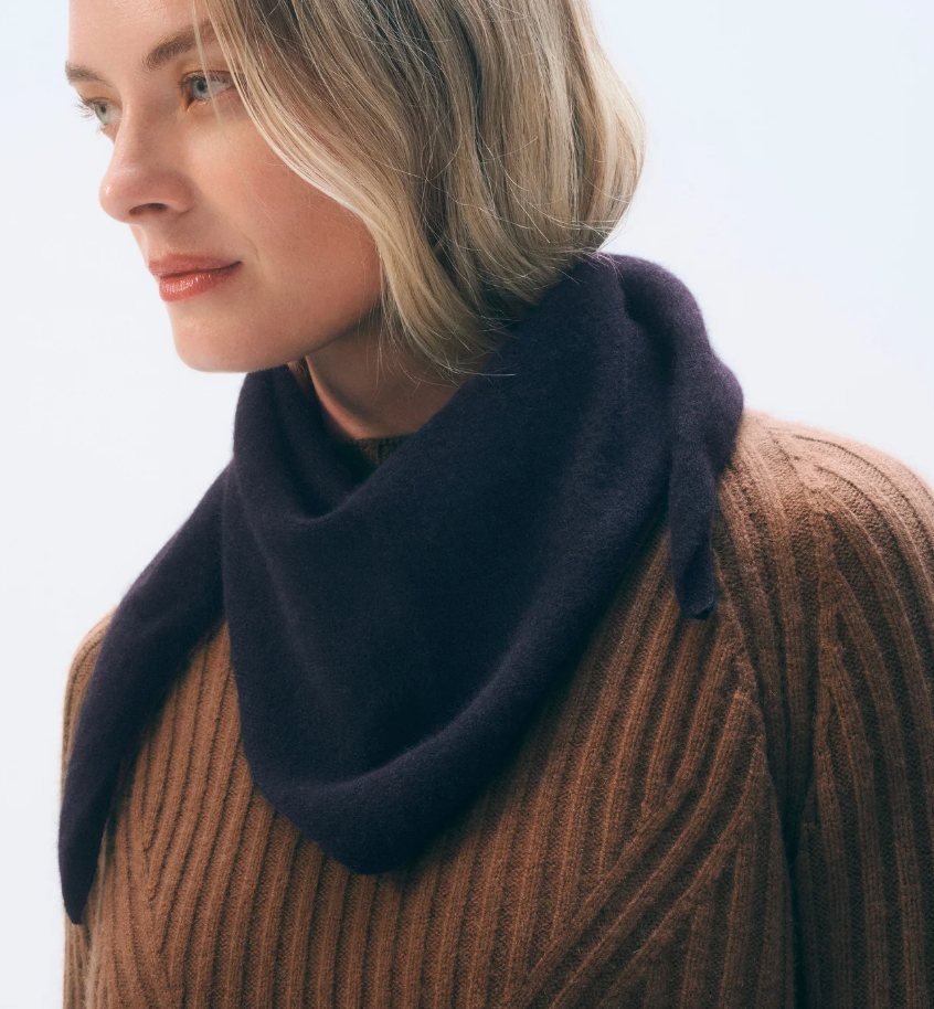 White + Warren Cashmere Neckerchief in Deep Navy