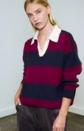 Kennedy Varsity Rugby Sweater in Maroon & Navy Blue