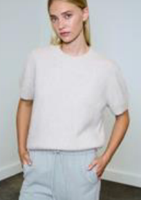Reese Short Sleeve Sweater in Cloud