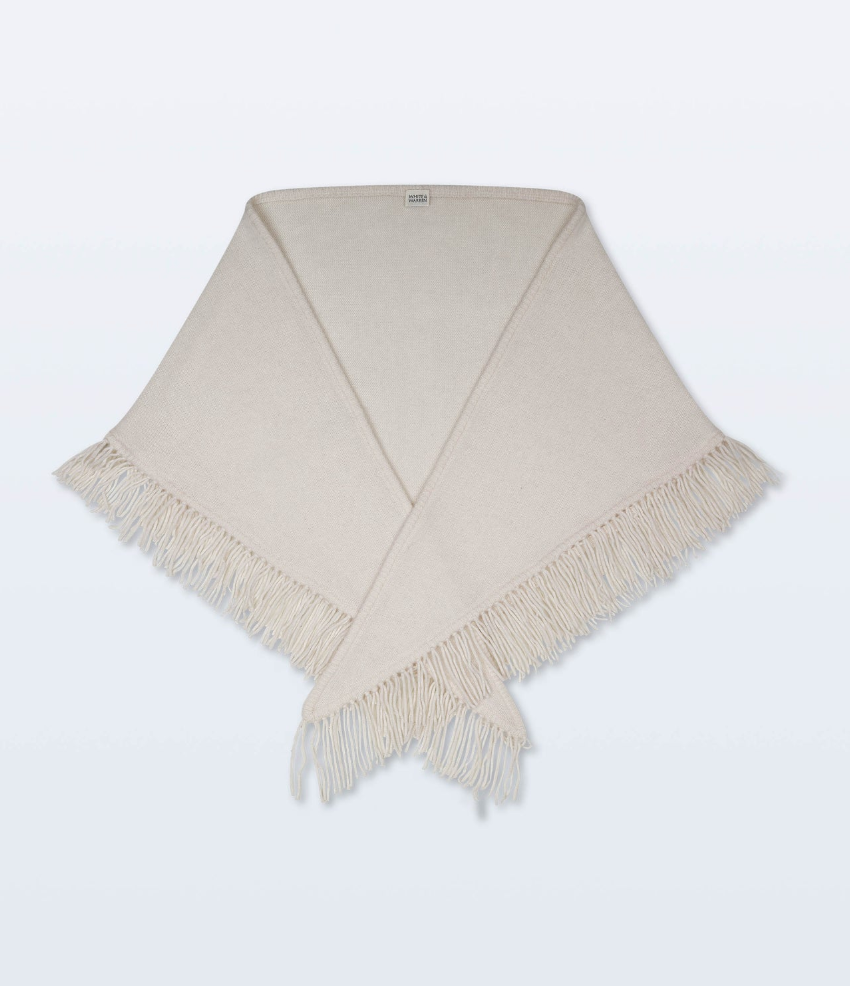 White + Warren Cashmere Blend Triangle Scarf in Soft White