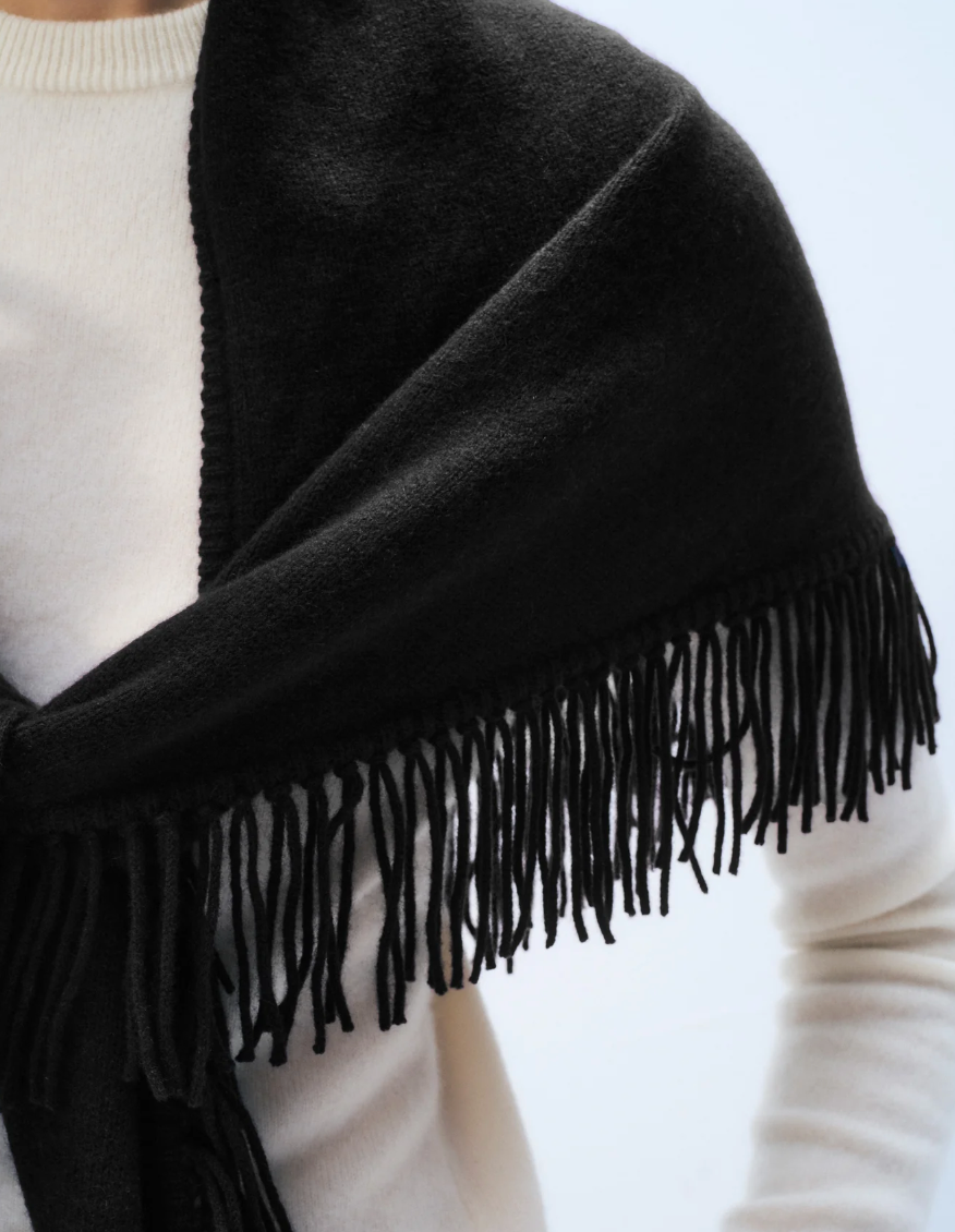 White + Warren Cashmere Blend Triangle Scarf in Black