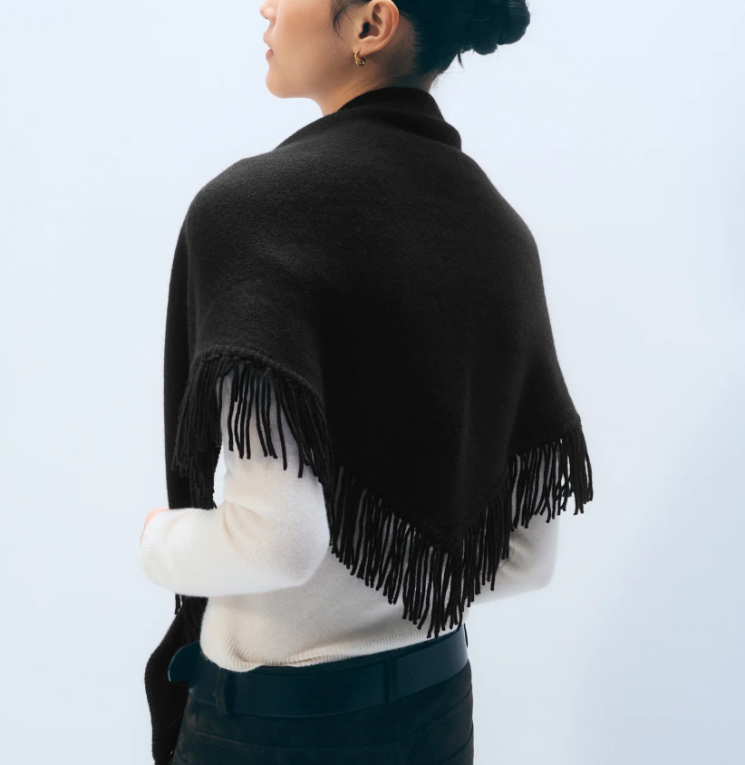 White + Warren Cashmere Blend Triangle Scarf in Black