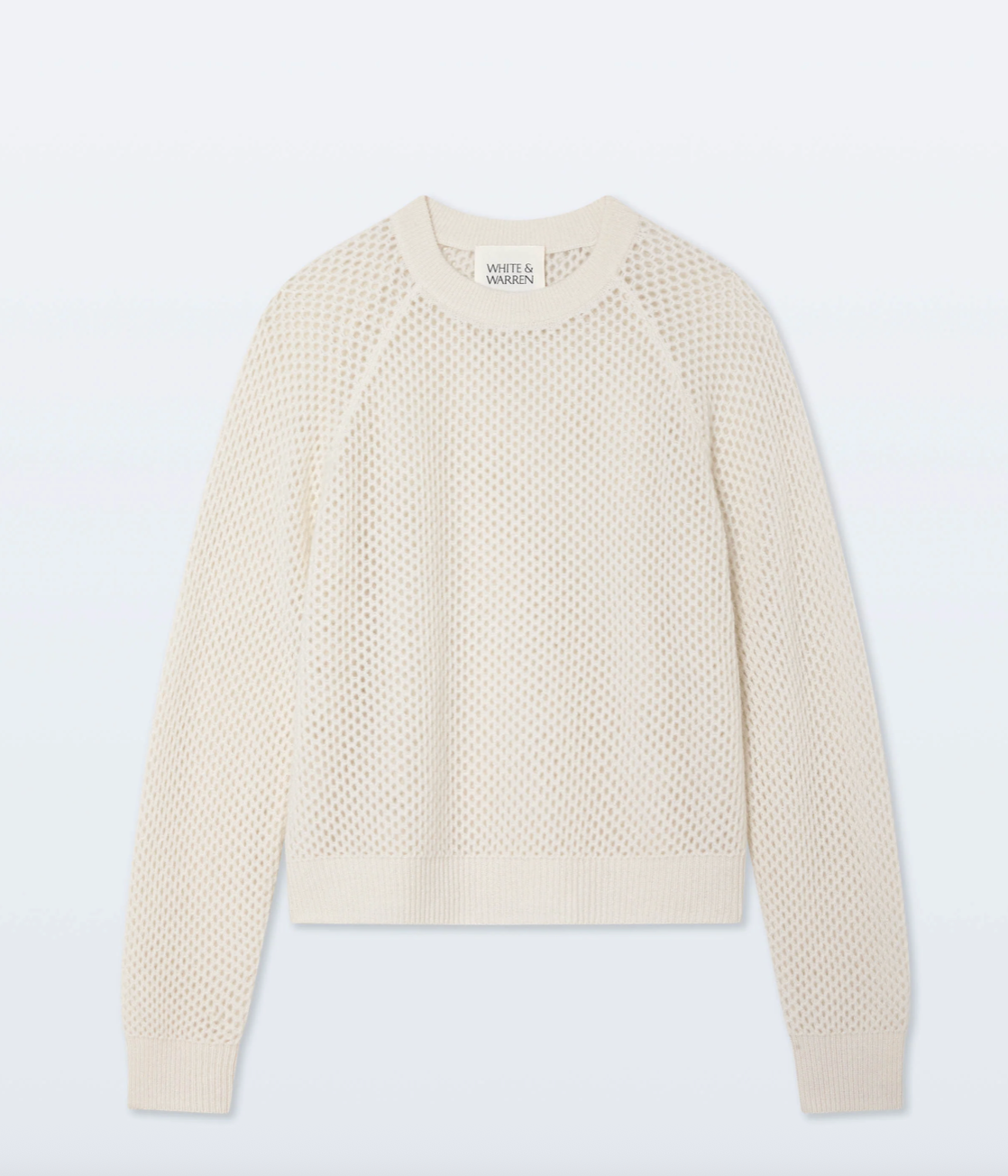 White + Warren Cashmere Mesh Sweatshirt in Soft White