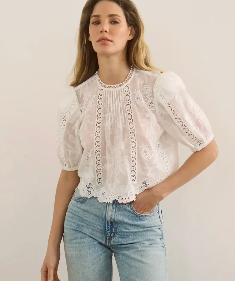 Hunter Bell Ousie Top in White