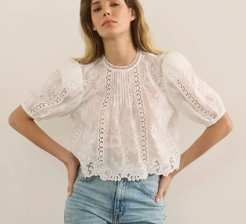 Hunter Bell Ousie Top in White