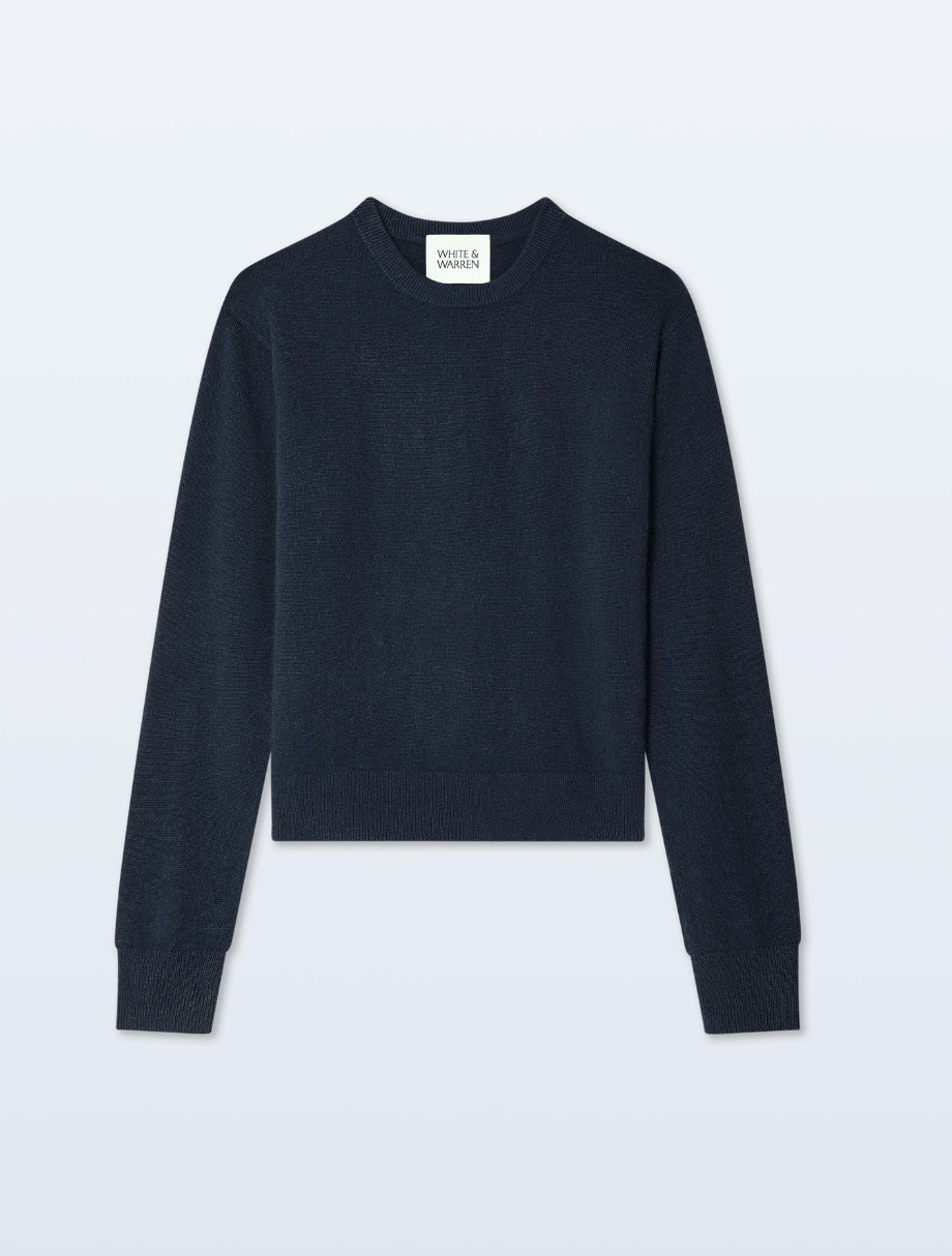 White + Warren Cashmere Crew in Deep Navy