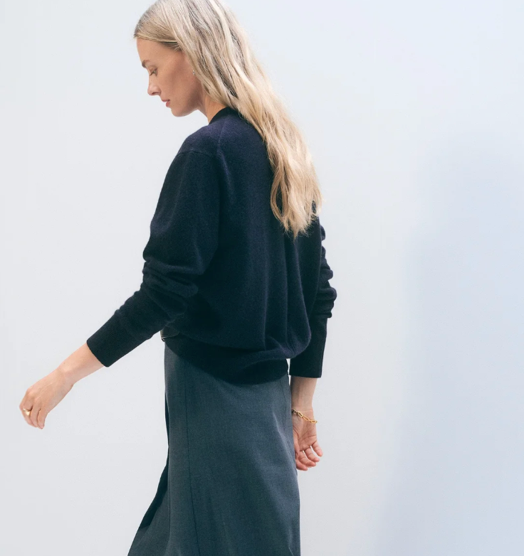 White + Warren Cashmere Crew in Deep Navy