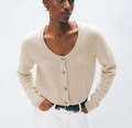 White + Warren Cashmere Scoop Cropped Cardigan in Natural Heather