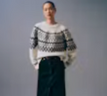 White + Warren Cashmere Luxe Fairisle Crewneck in Ivory Combo
