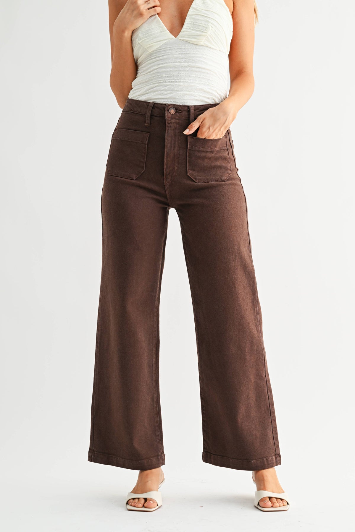 The Sailor Wide Leg Denim in Dark Brown