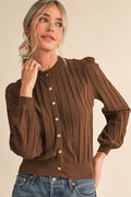 Rowan Ribbed Sweater Cardigan in Toffee Brown