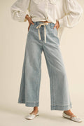 Lola Washed Denim Tie Front Pants