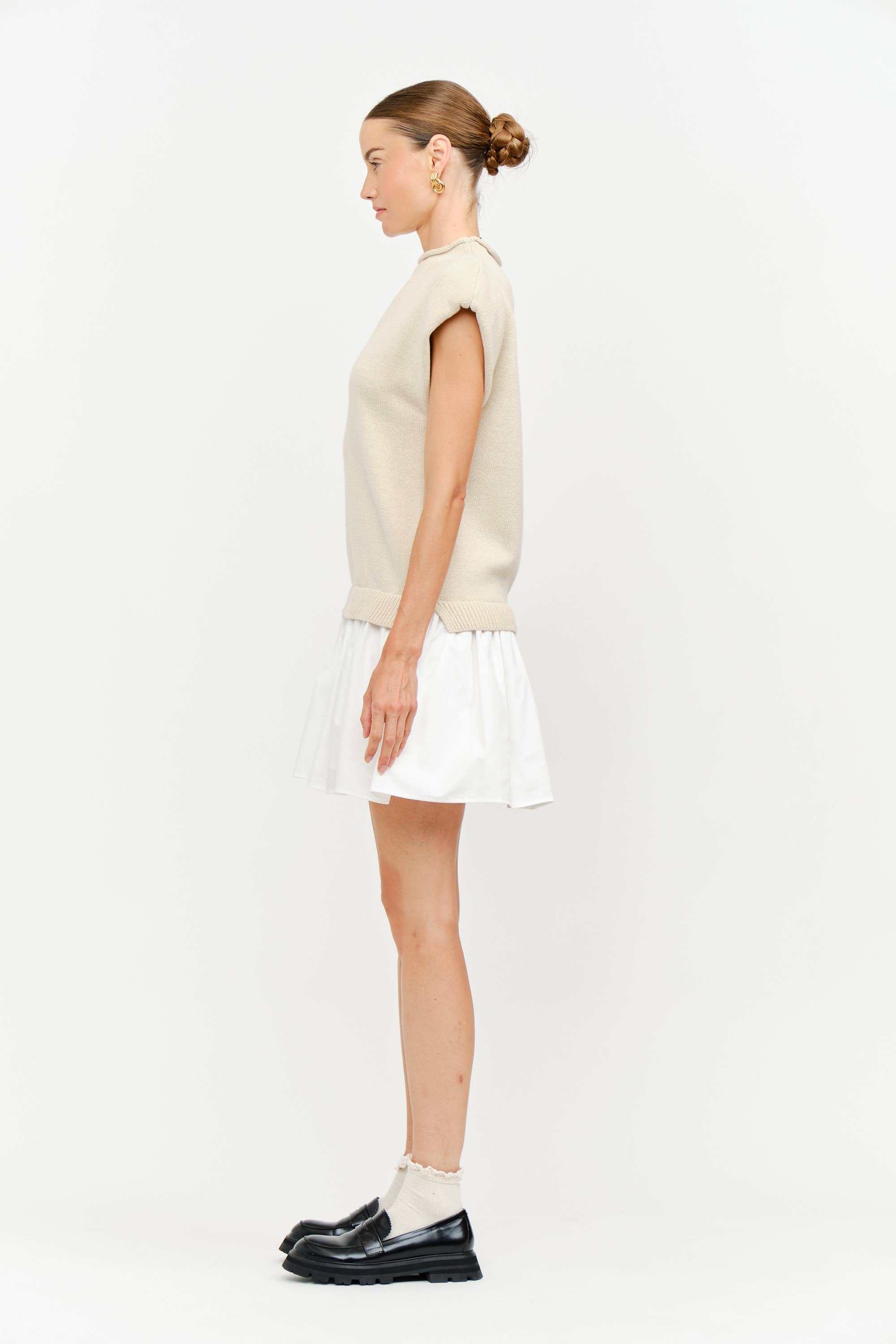 Eleanor Dress in Natural & White