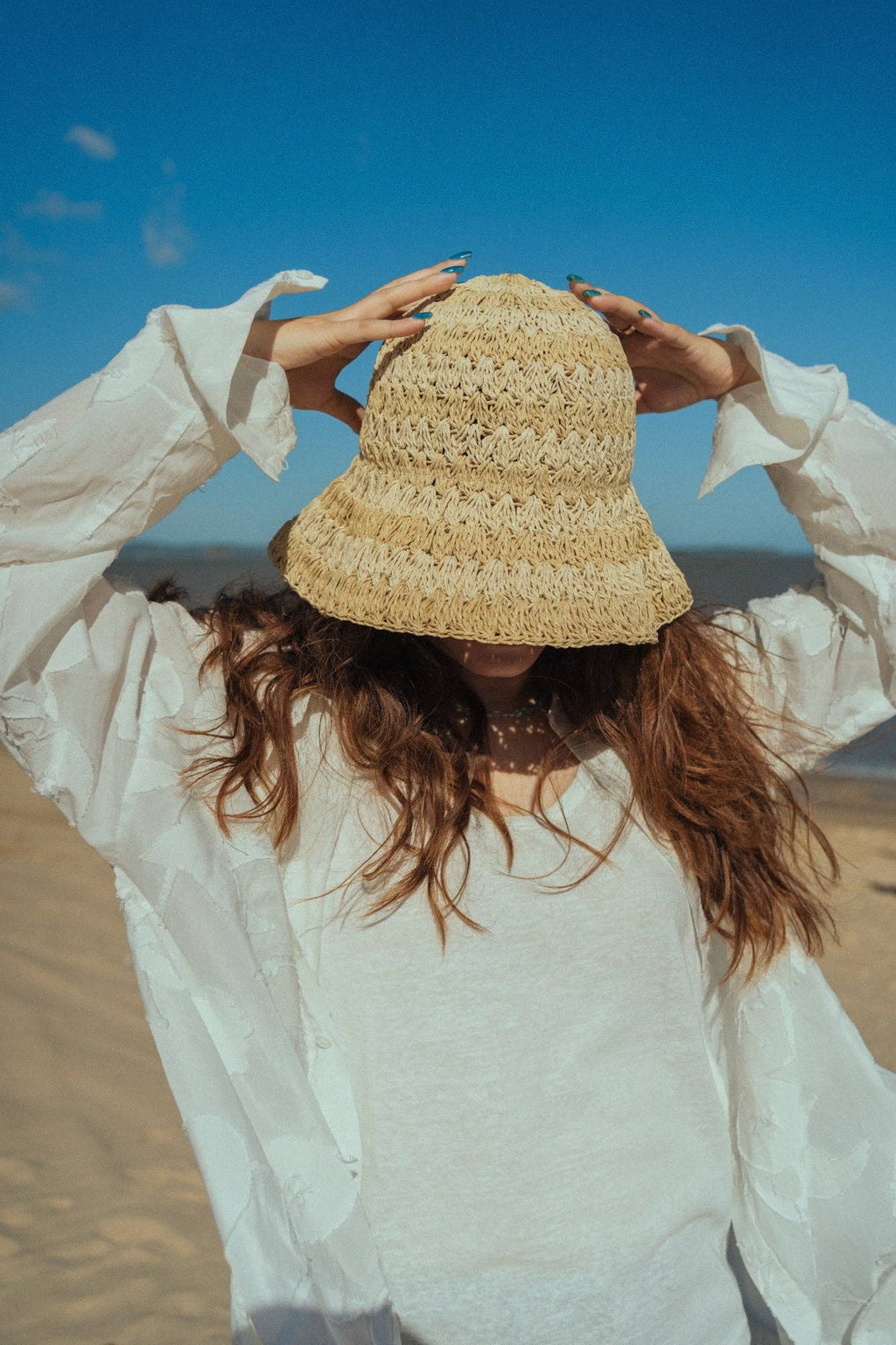 Packable Straw Hat in Taupe