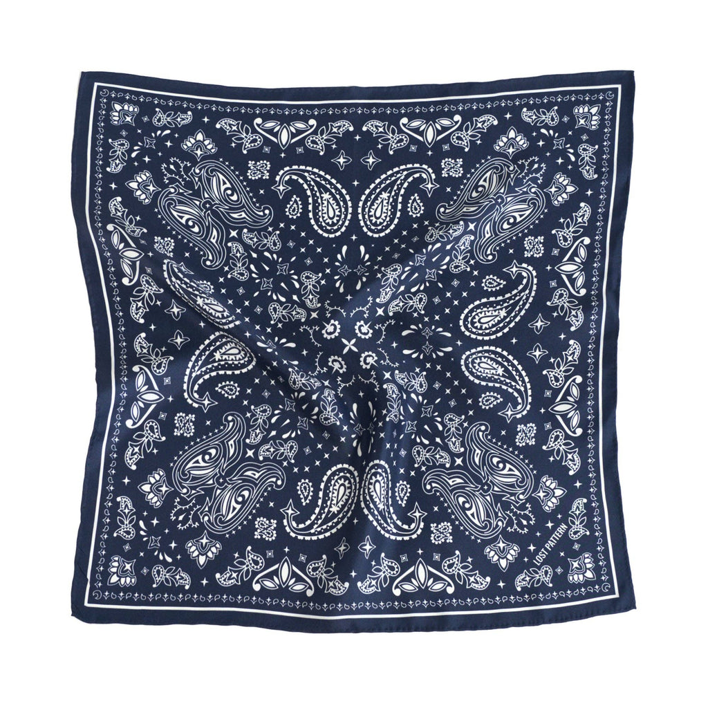 Silk Bandana Scarf in Navy Blue