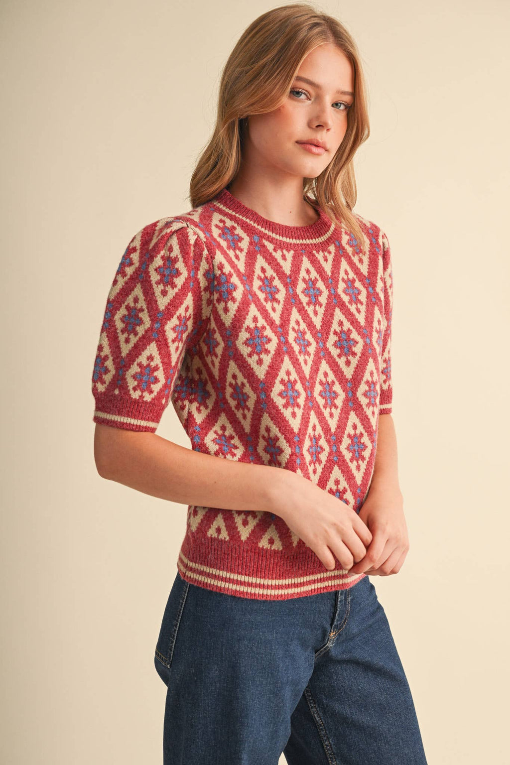 Maggie Knit Top in Pink Sand