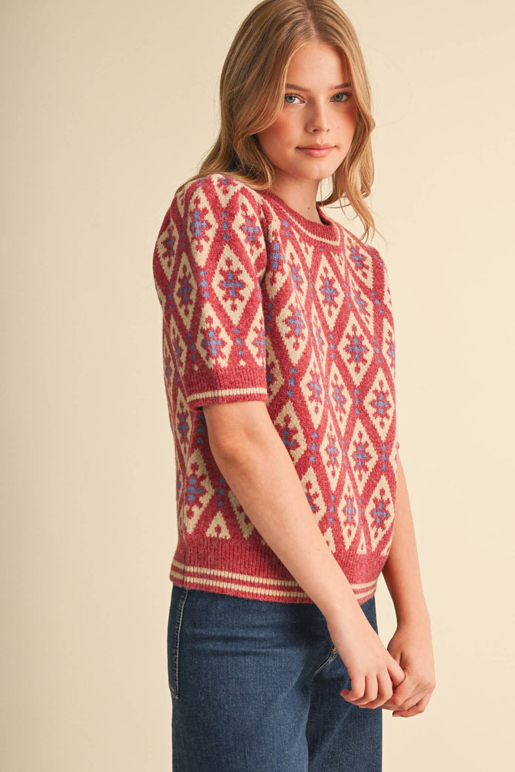 Maggie Knit Top in Pink Sand