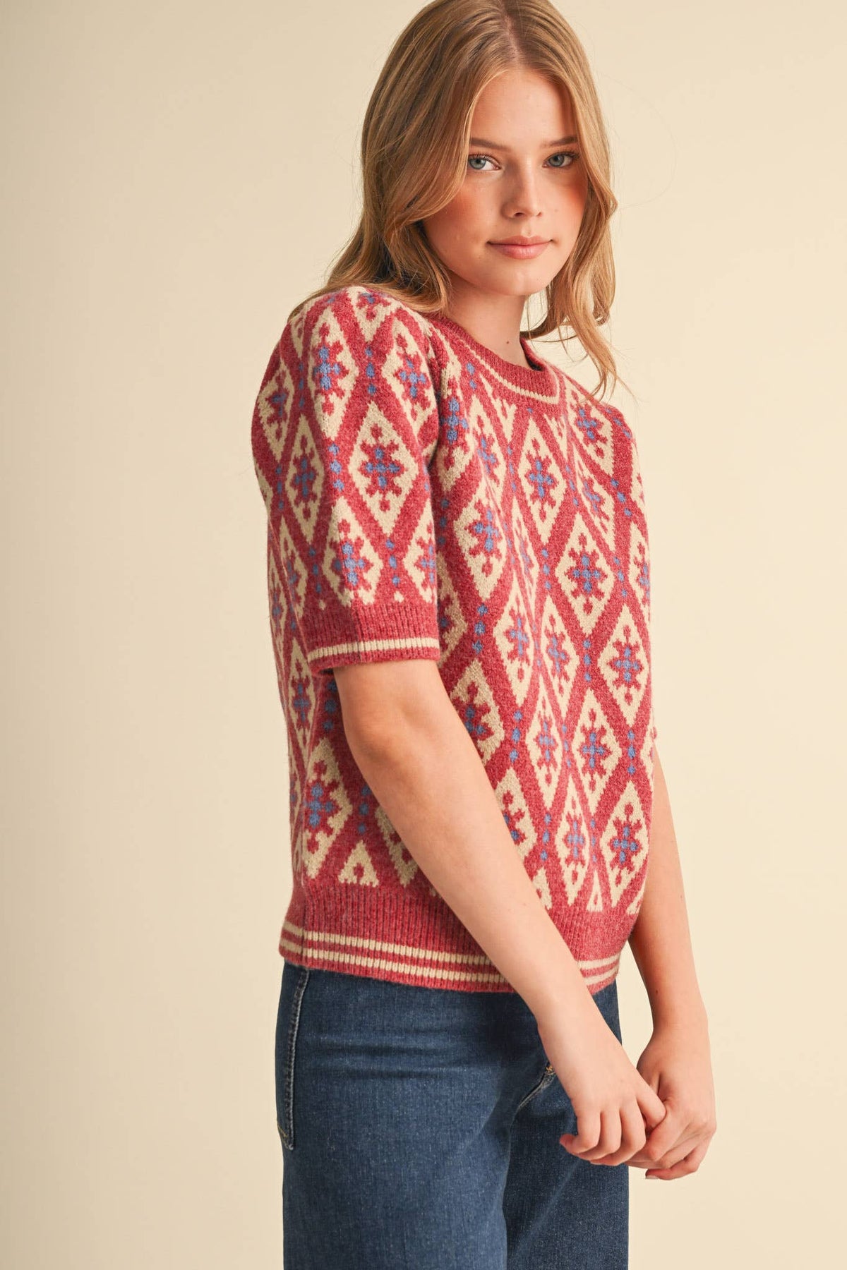 Maggie Knit Top in Pink Sand