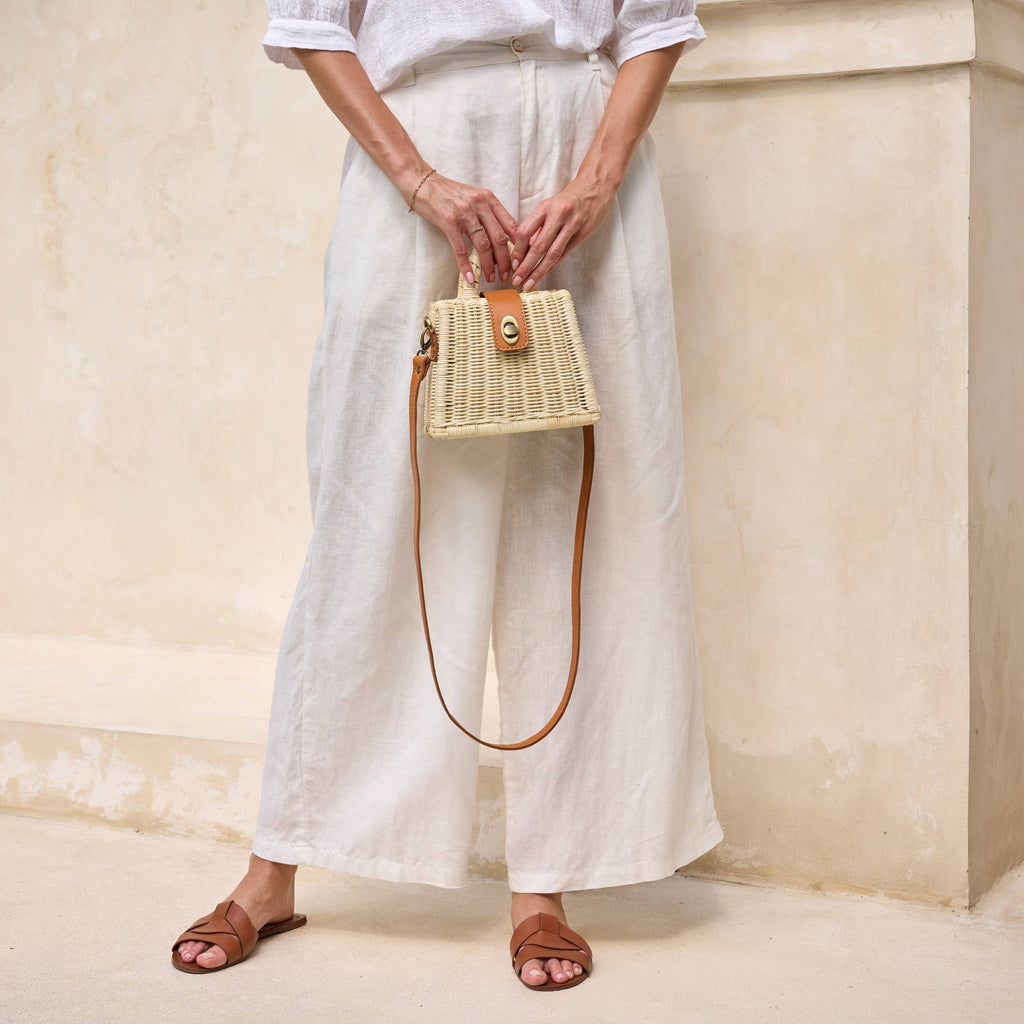 Main Street Ivory Rattan Handbag