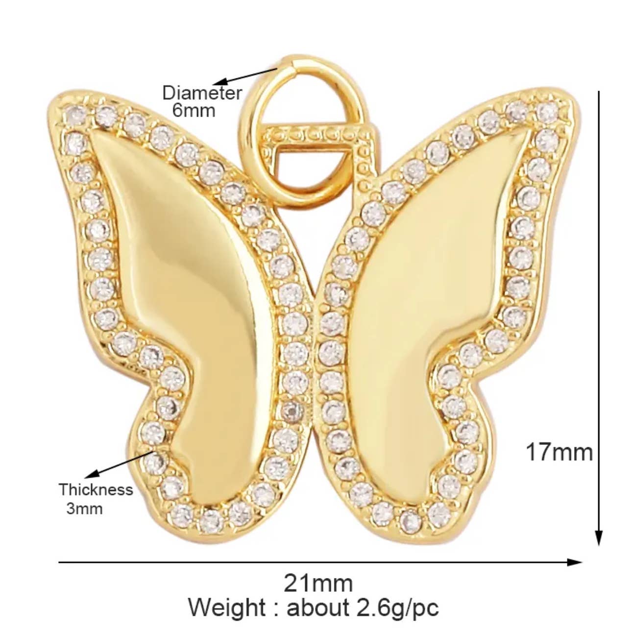 Pave Gold Butterfly Charm