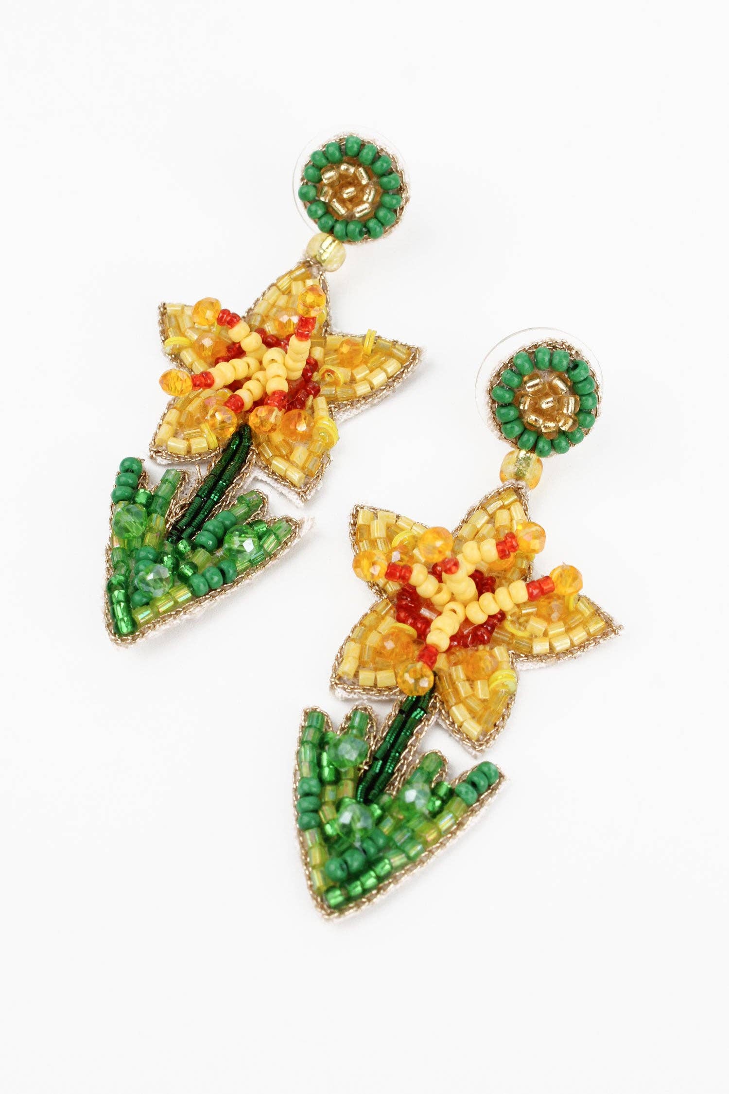 Beaded Daffodil Earrings