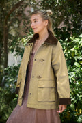 Tara Corduroy Collar Utility Jacket in Beige