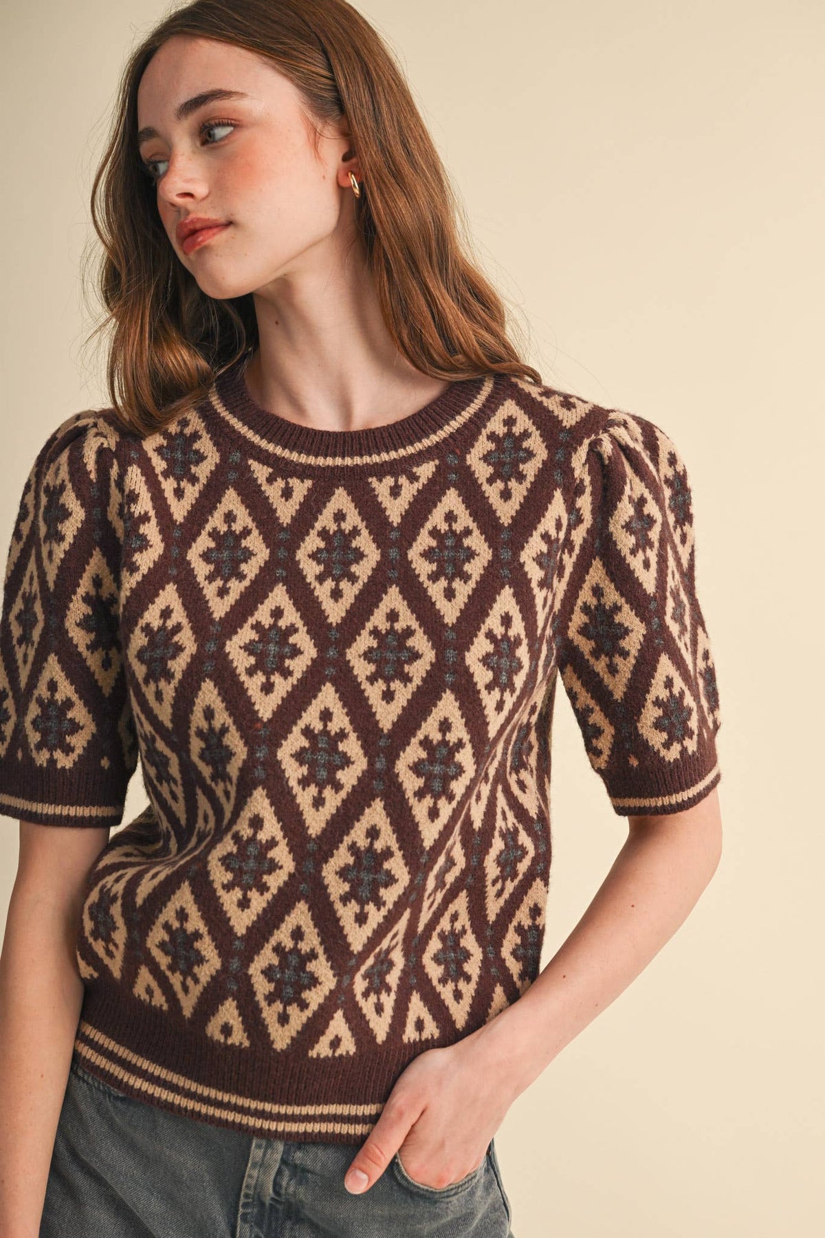 Maggie Knit Top in Brown