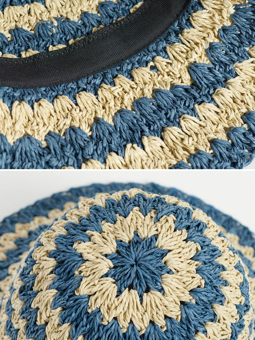 Packable Straw Hat in Blue