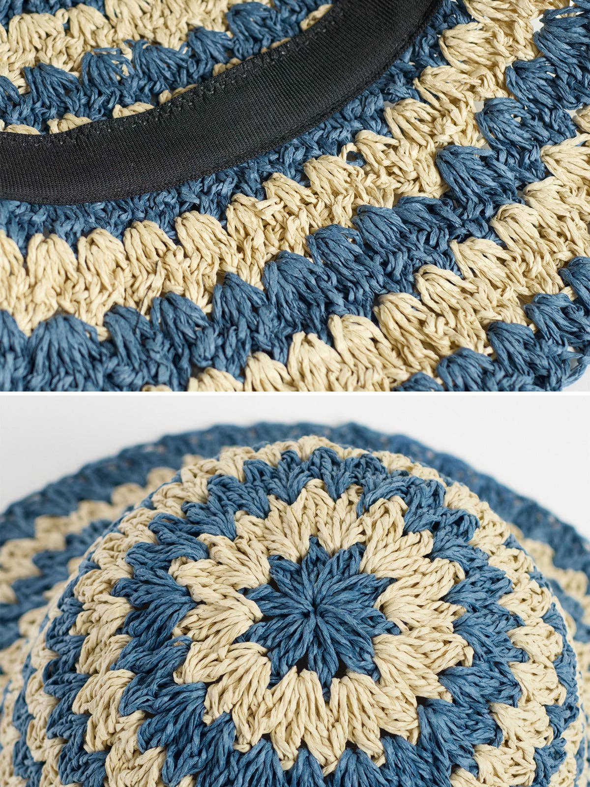 Packable Straw Hat in Blue