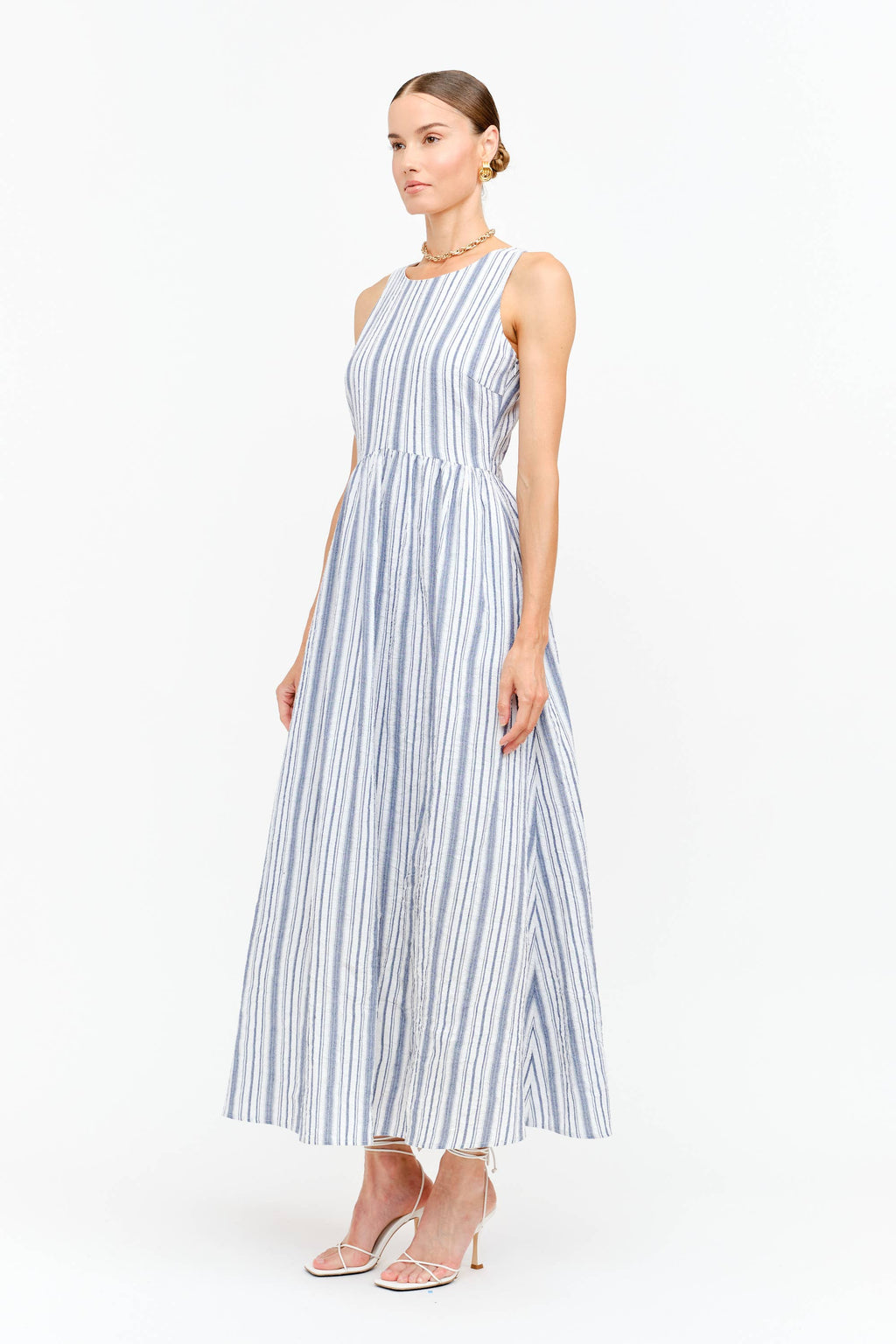 Haddie Dress in Blue Seersucker