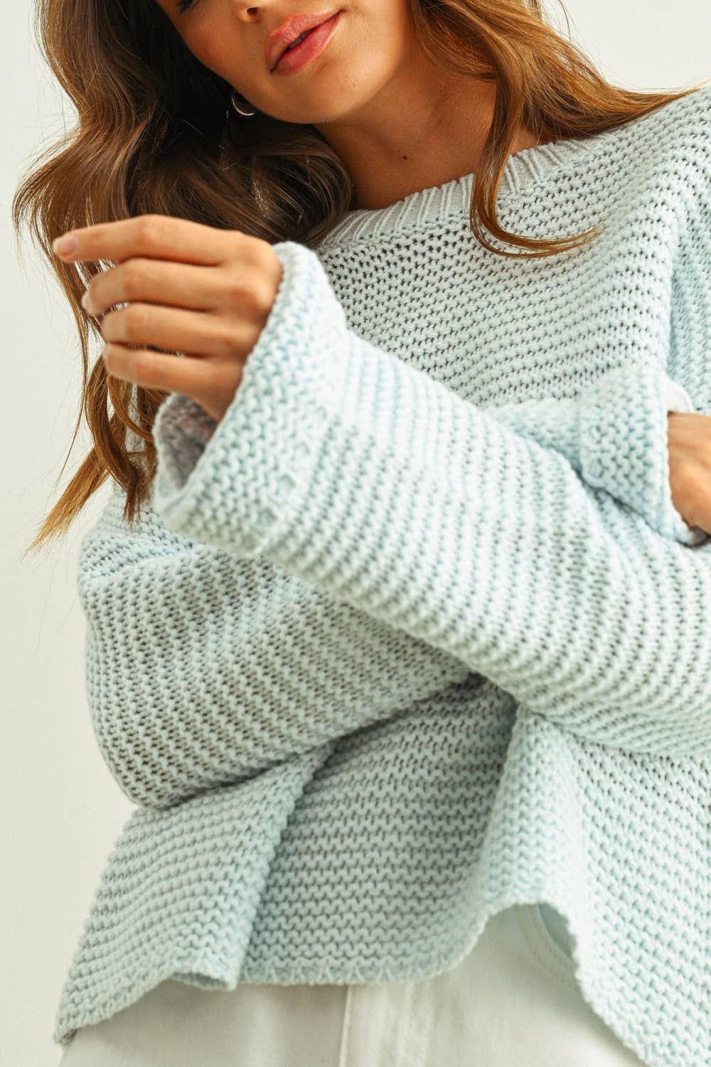 Betty Cotton Sweater in Baby Blue