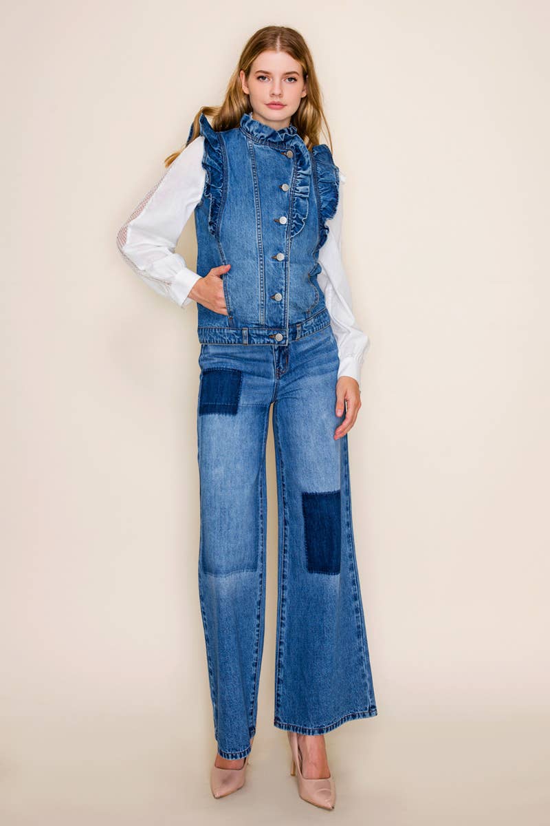 Ruffle Denim Vest