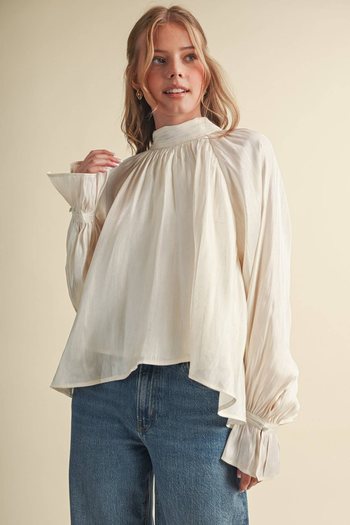 Georgie Tie Top in Cream