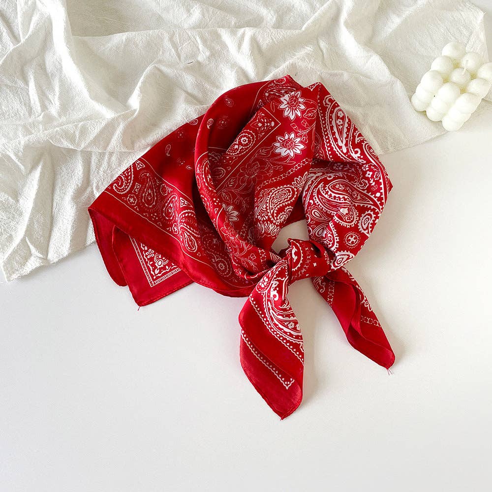 MJW Satin Scarf in Red