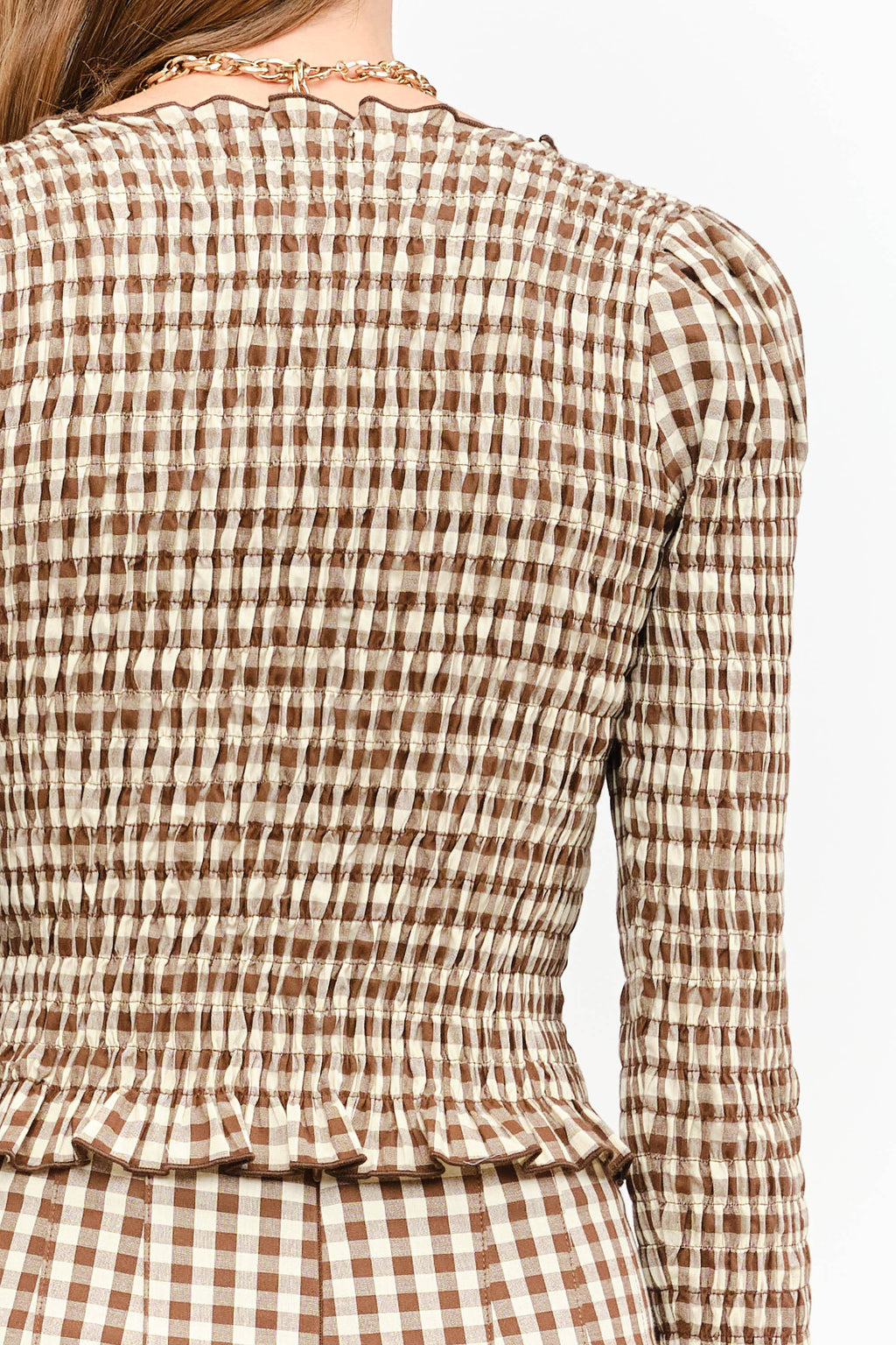 Gracie Gingham Top in Brown