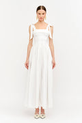 Clara Shoulder Tie Dress in White