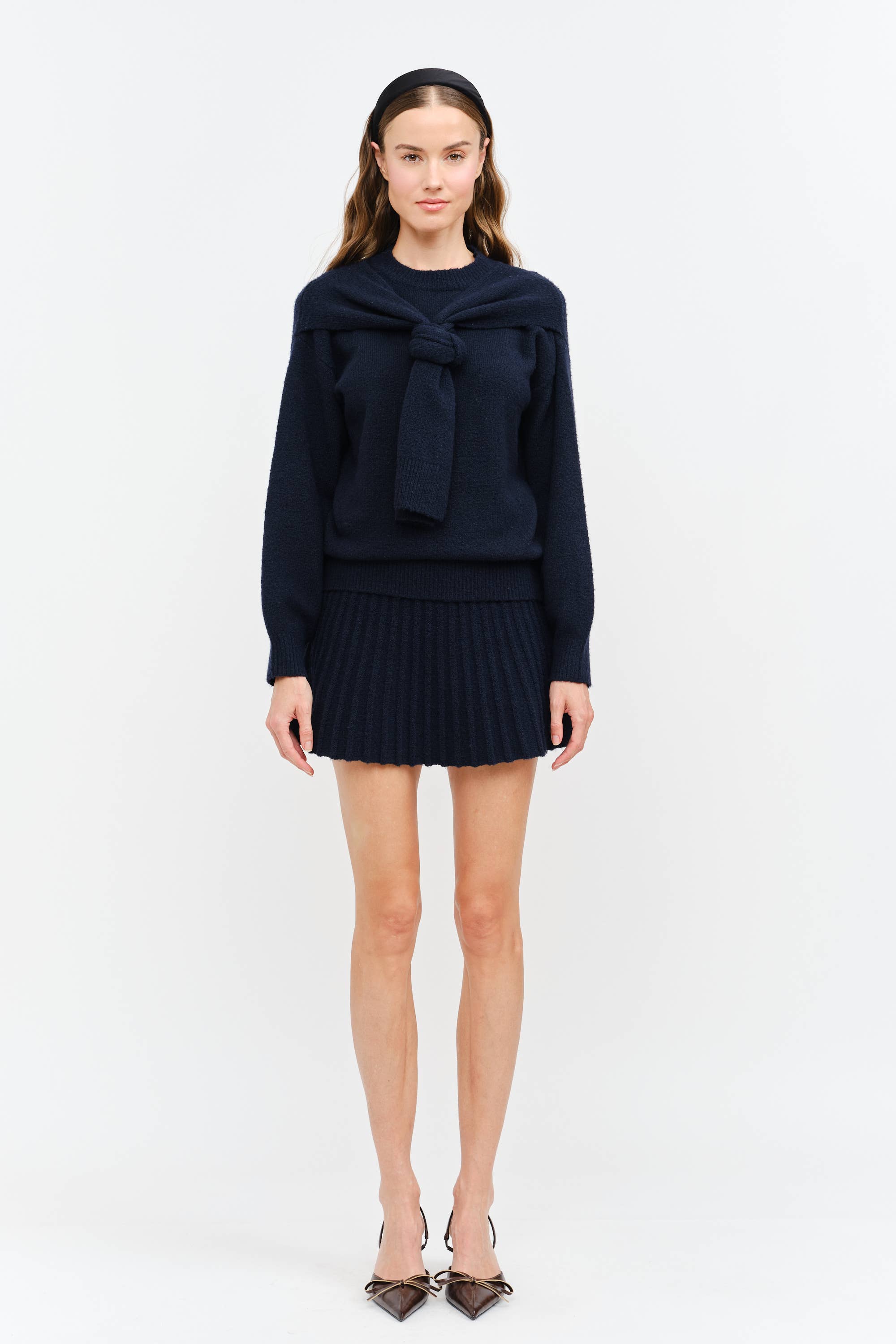 Annie Navy Knit Skirt