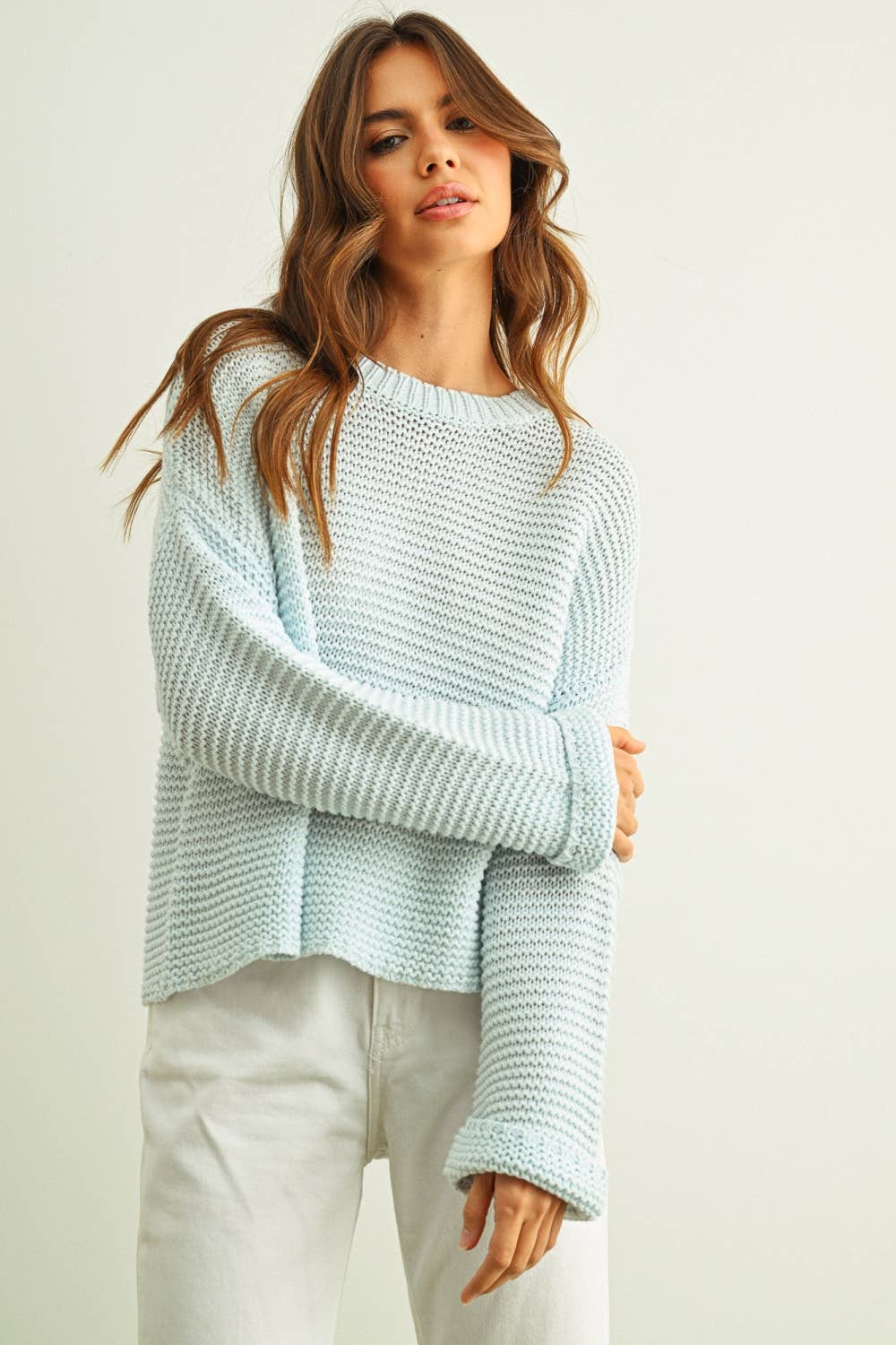 Betty Cotton Sweater in Baby Blue