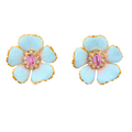 The Pink Reef Small Hand painted Baby Blue Floral Earrings